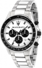 WATCH MASERATI SFIDA 44MM CHR WHITE DIAL BR SS R8873640003