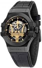 WATCH MASERATI POTENZA AUTO 42MM BLK DIAL BLK ST YG PVD R8821108027