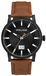 WATCH POLICE COLLIN 3H BLACK DIAL BROWN STRAP PL.15404JSB-02A