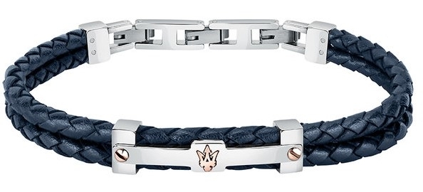WATCH MASERATI J BR. BLUE RECY. LEATH+RG 22CM
